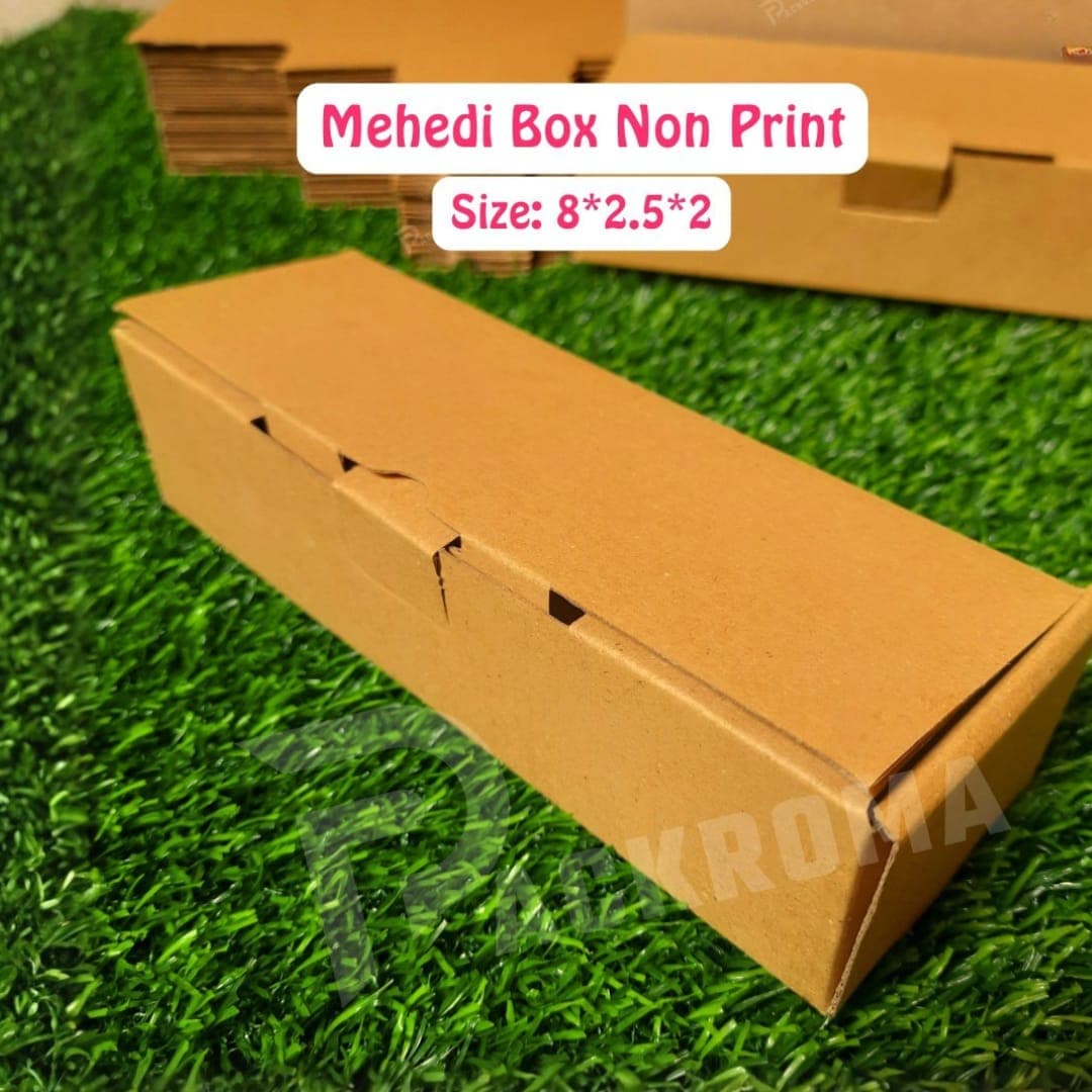 8"×2.5"×2" Mehendi Box –Die-Cut Brown Double Side (8/2.5/2)