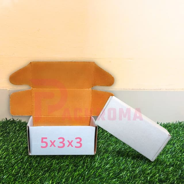 5"×3"×3" Die-Cut Box – White & Brown Packaging Box (5/3/3)