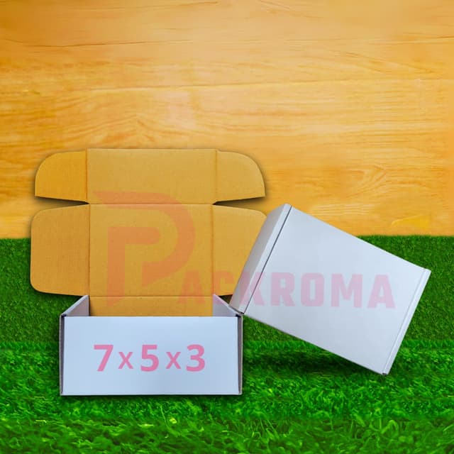 7"×5"×3" Die-Cut Cosmetics Box – White & Brown Packaging Box (7/5/3)