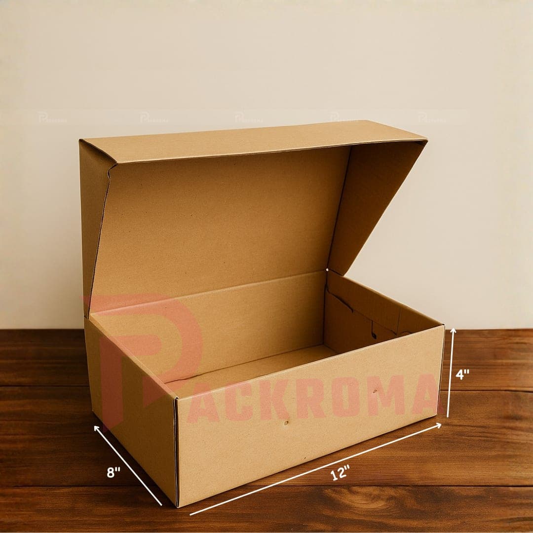 12"×8"×4" Shoe Die-Cut Box – Brown Packaging Box (12/8/4)
