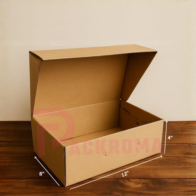 12"×8"×4" Shoe Die-Cut Box – Brown Packaging Box (12/8/4)
