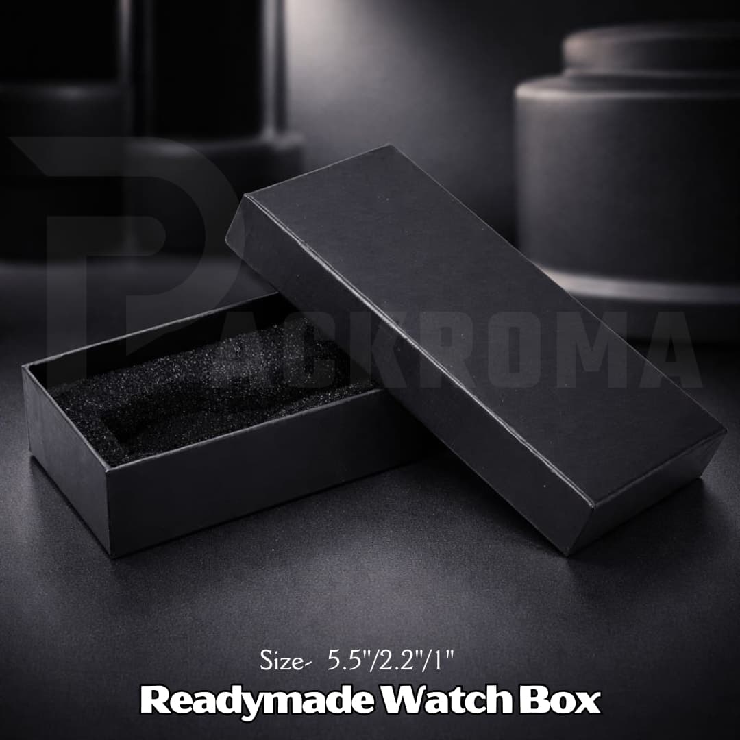 5.5"×2.2"×1" Slim Watch Box with Foam – Readymade Hard Board Packaging Box thumbnail 2