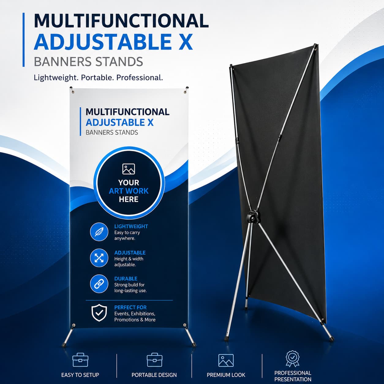 Customized X Banner Stand 60"x24" | 4 Color Print Promotional Display Banner