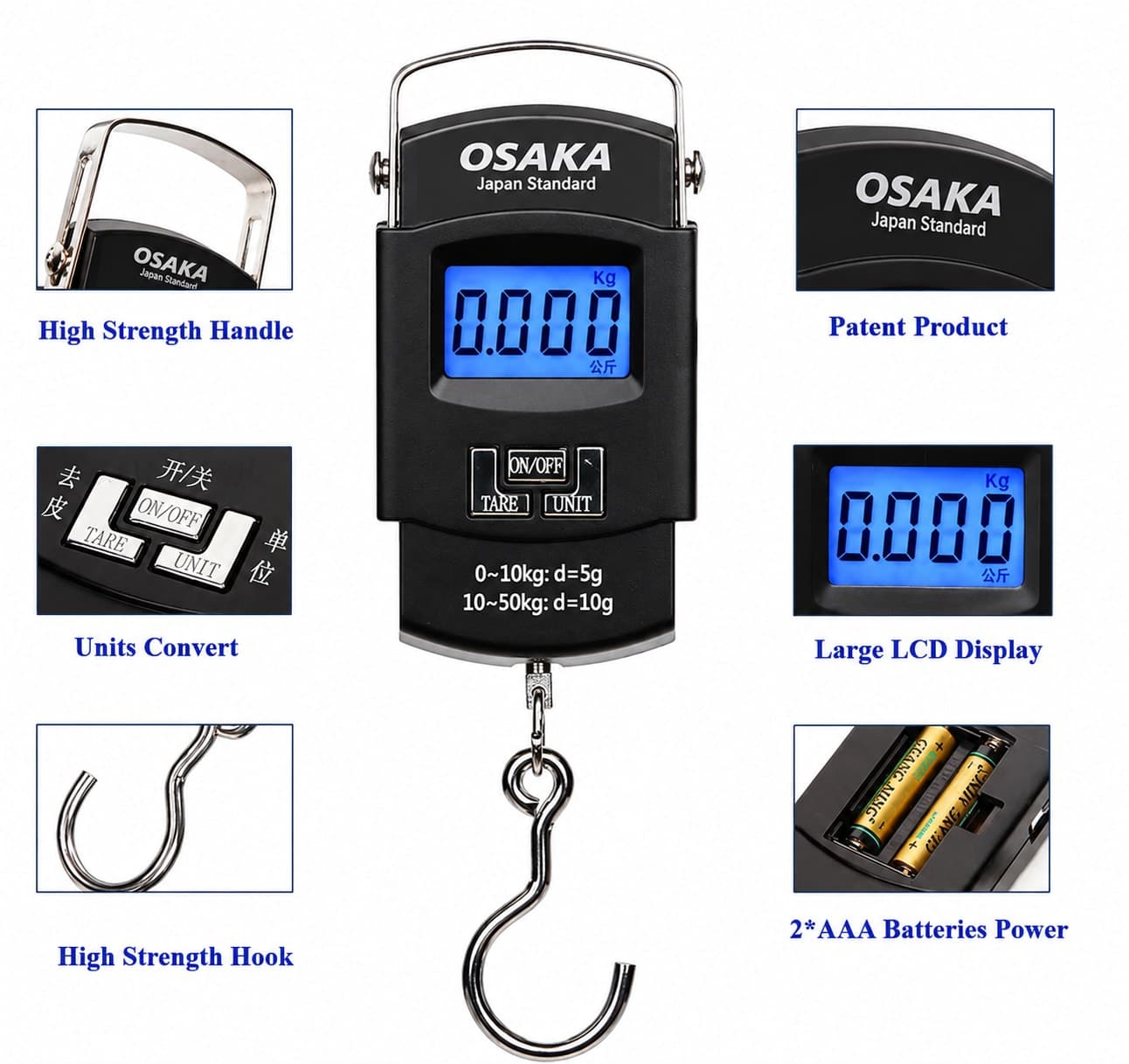 OSAKA Portable Electronic Hanging Scale 50KG (Model A08) – Digital Luggage & Weight Scale Bangladesh thumbnail 5