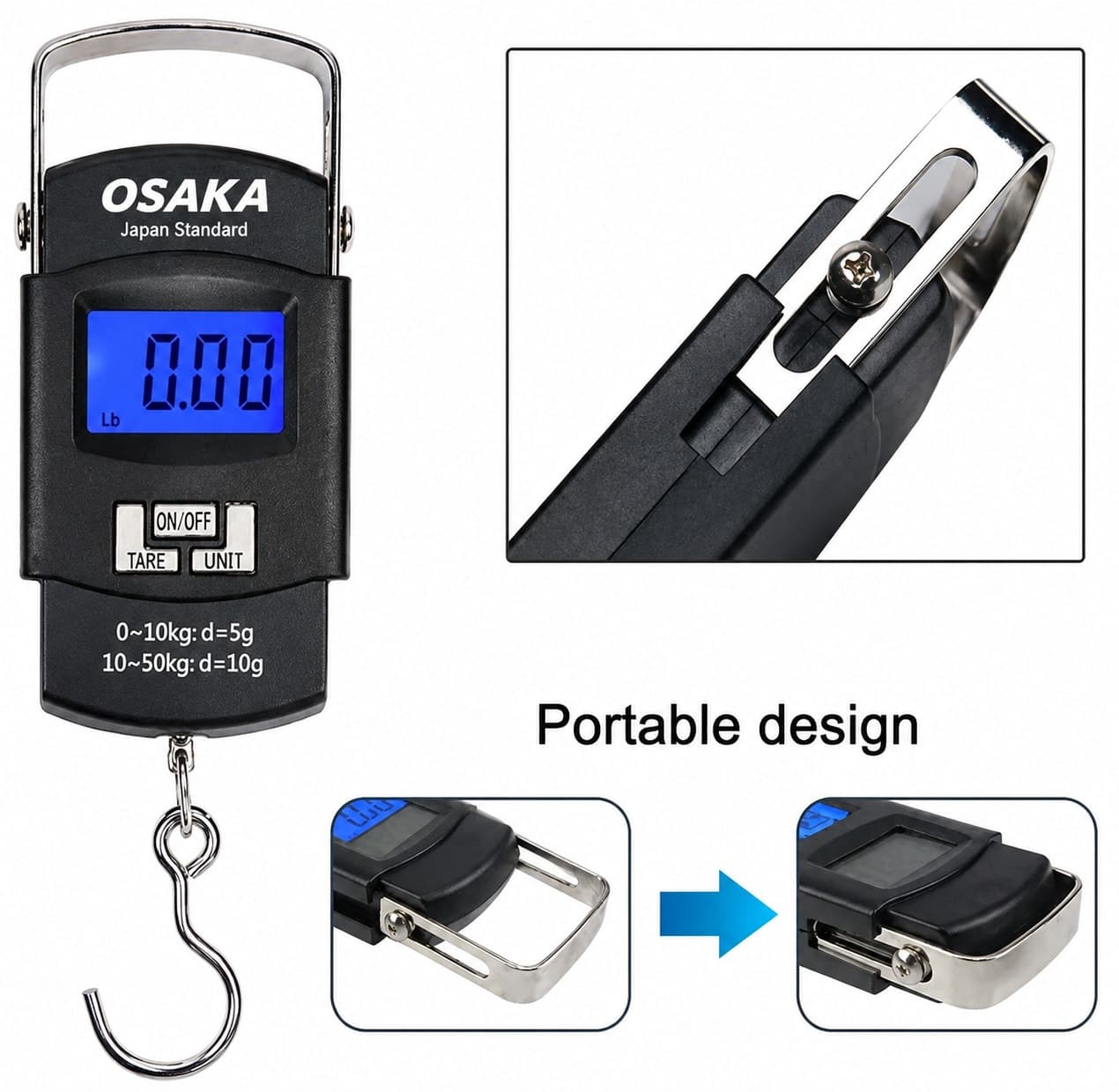 OSAKA Portable Electronic Hanging Scale 50KG (Model A08) – Digital Luggage & Weight Scale Bangladesh thumbnail 3