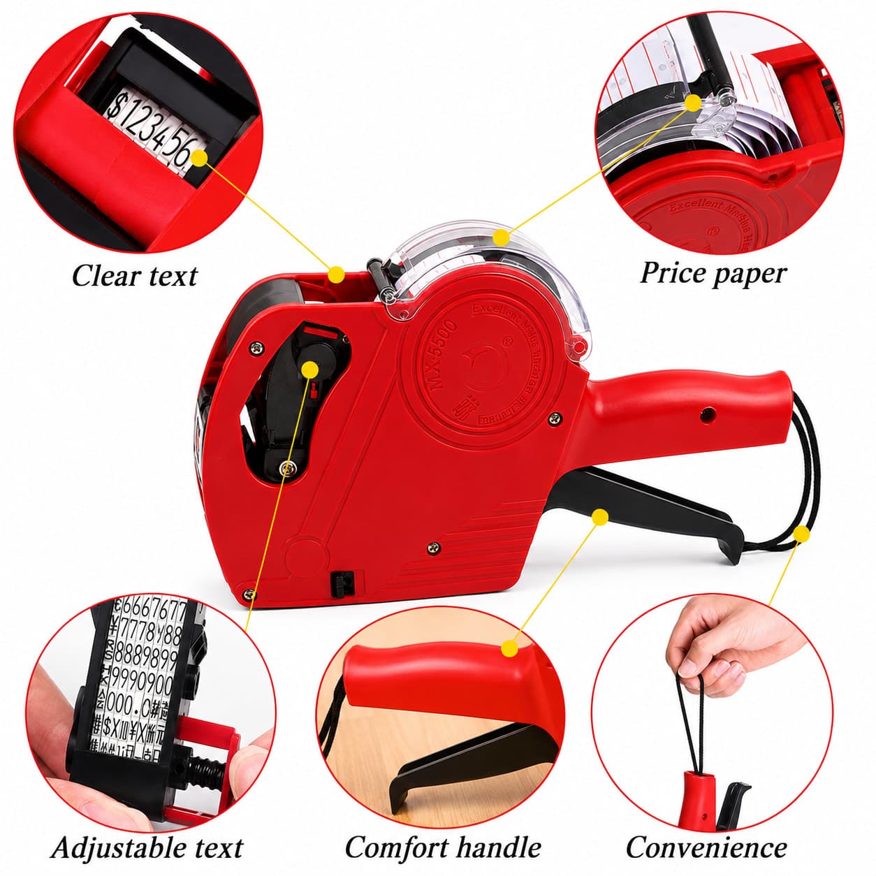 MX5500 EOS 8 Digits Price Tag Labeller Machine | Price Sticker Gun with Free Label Roll thumbnail 2
