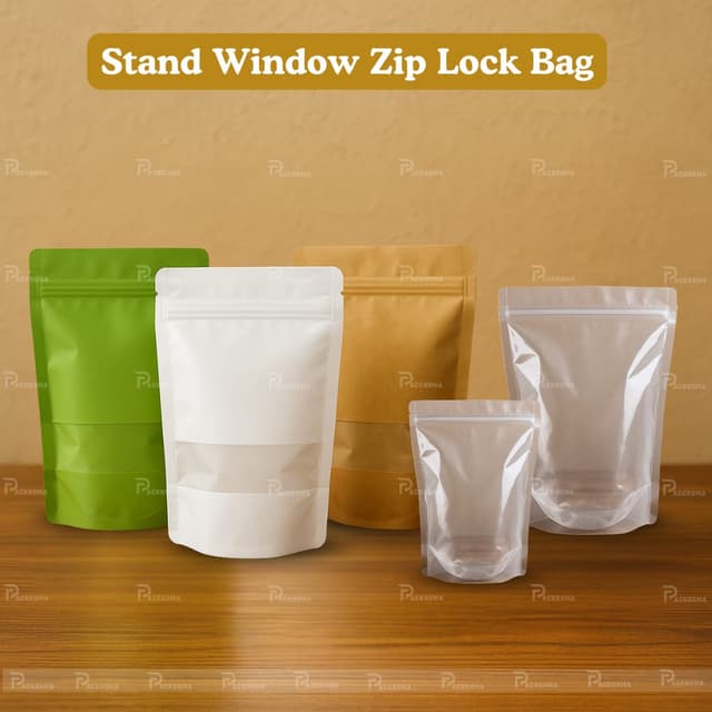 Display Window Self-Sealed Stand Up Pouch | Stand Window Zip Lock Bag