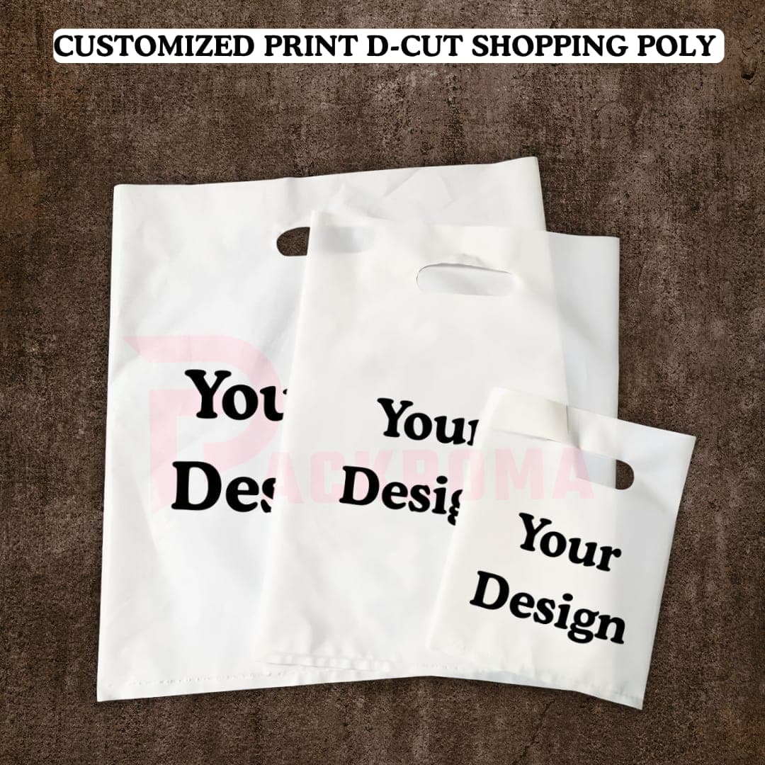Customized Print D-Cut Shopping Poly Bag | Custom Logo Print Shopping Poly