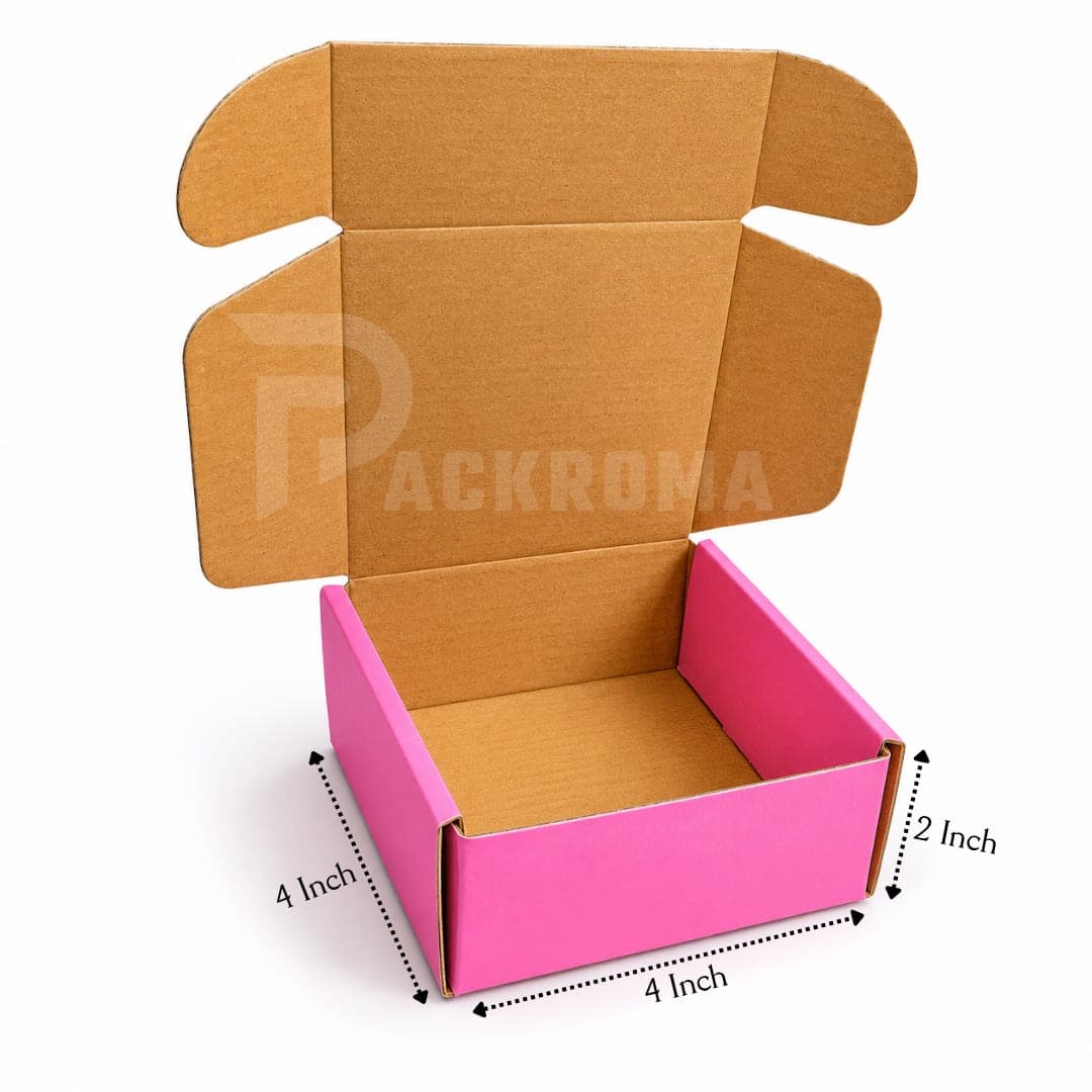 Premium 4"×4"×2" Pink Jewelry Box –Die-Cut Elegant Gift Packaging Box (4/4/2) thumbnail 2