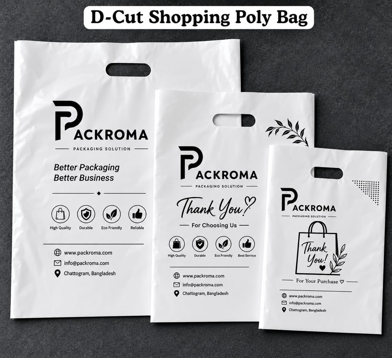 Customized Print D-Cut Shopping Poly Bag | Custom Logo Print Shopping Poly thumbnail 2
