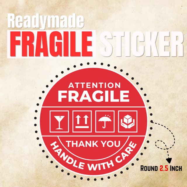 2.5 Inch Round Fragile Sticker | Handle with Care Shipping Label Bangladesh