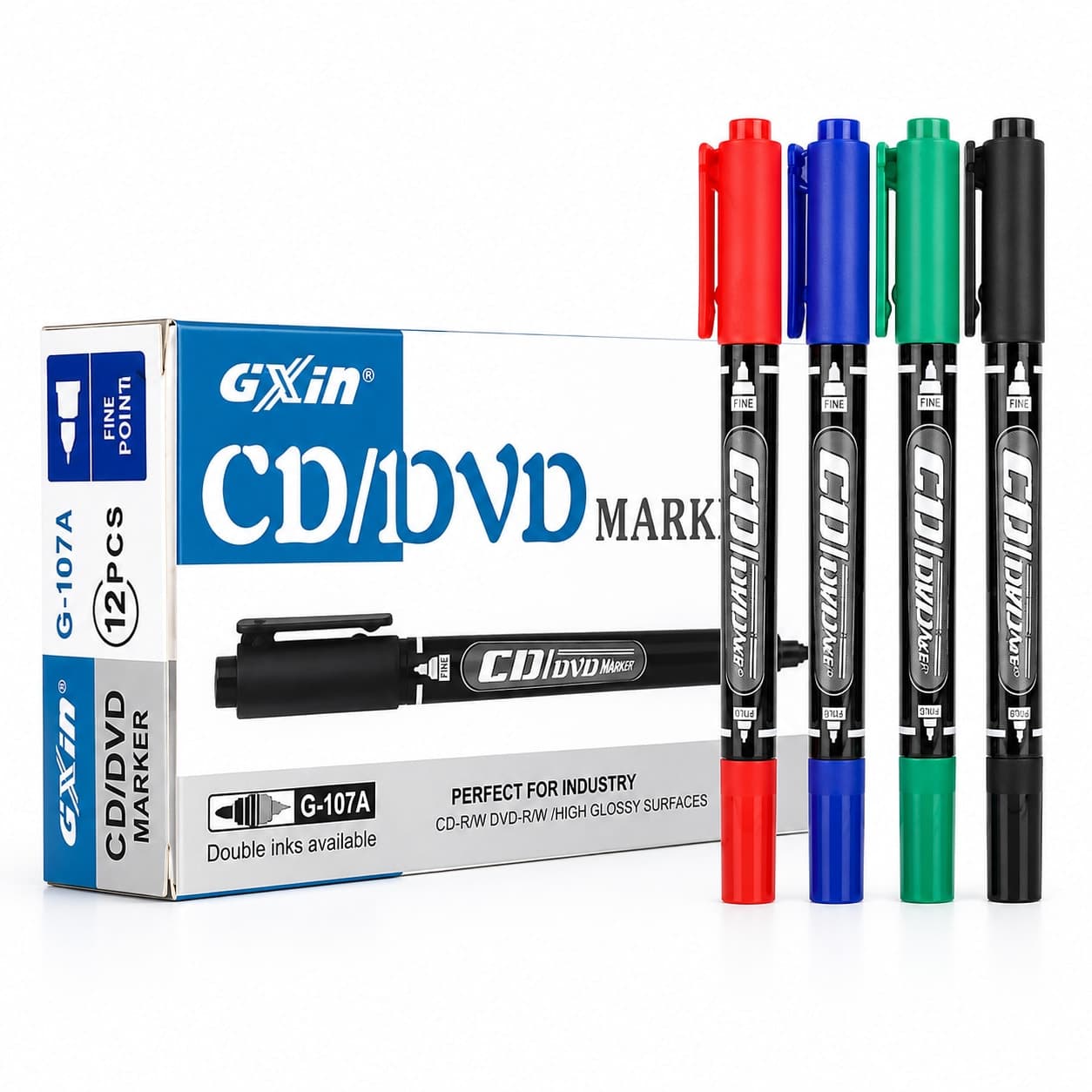 Gxin G-107A CD/DVD Permanent Marker Pen | Dual Tip Waterproof Marker in Bangladesh thumbnail 3