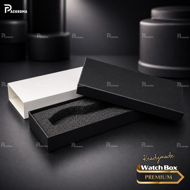 5.5"×2.2"×1" Slim Watch Box with Foam – Readymade Hard Board Packaging Box