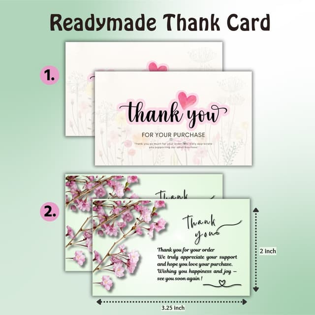 Readymade Thank You Card 3.25 × 2 Inch | 300 GSM Matte Card | Single Side Print