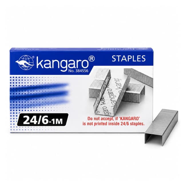Kangaro 24/6 Staples (1000 Pins) | Premium Staple Pins for Office & School Use