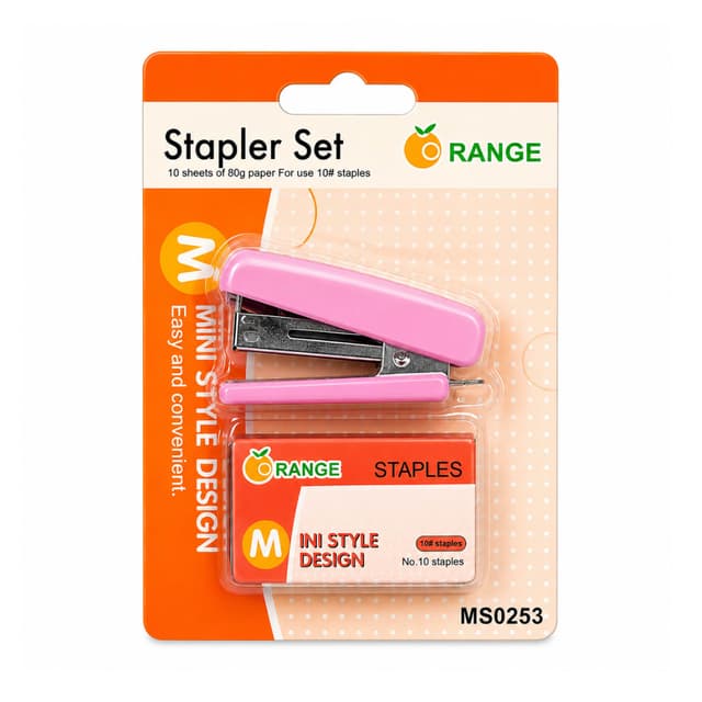 Orange Mini Stapler Set MS0253 with No.10 Staples