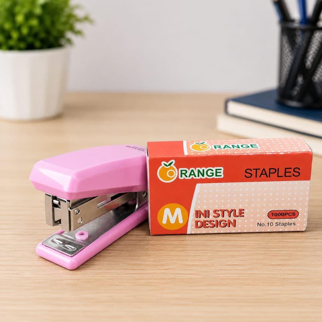 Orange Mini Stapler Set MS0253 with No.10 Staples thumbnail 2
