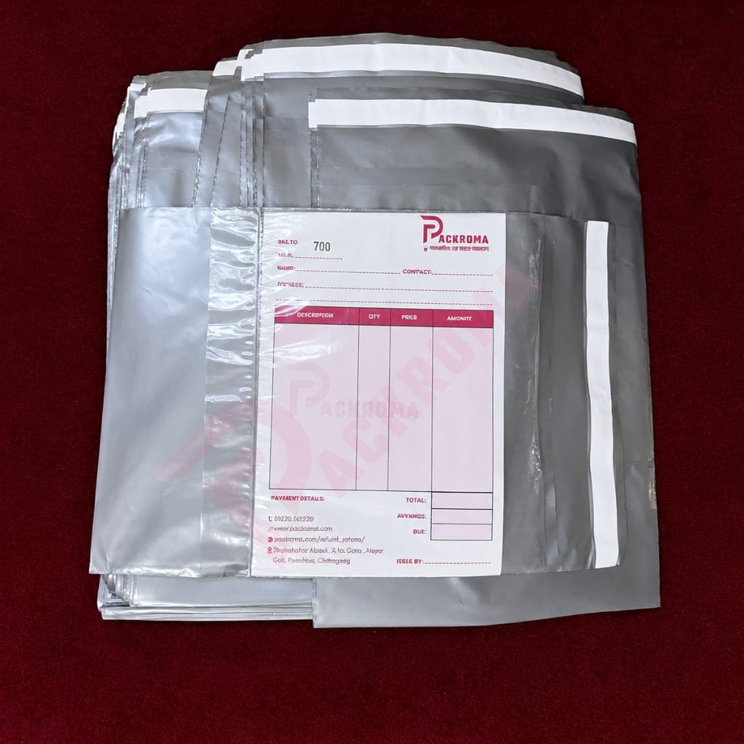8" × 10" + 2" Silver Invoice Mailer Poly Bag | 12 Micron thumbnail 3
