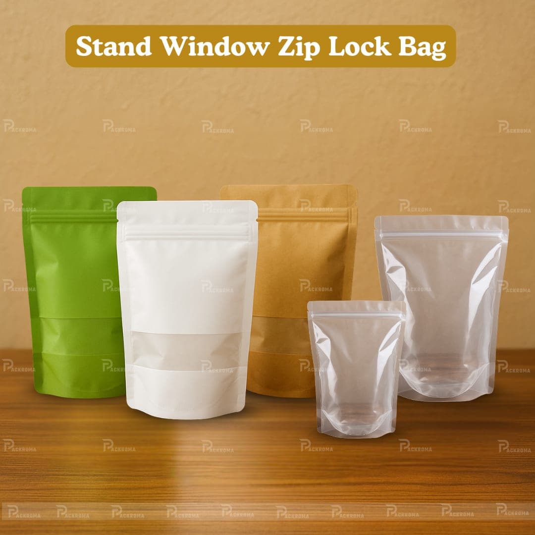 Display Window Self-Sealed Stand Up Pouch | Stand Window Zip Lock Bag